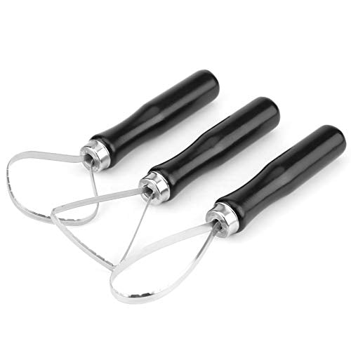 3pcs Pottery Clay Sculpting Tools Big Ceramic Loop Tool with Steel Flat Wire
