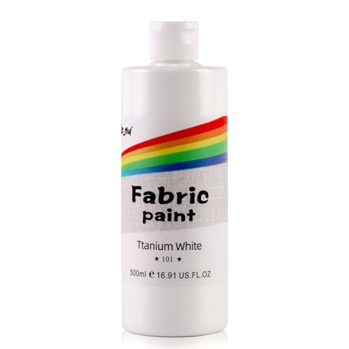 Colorful Permanent Fabric Paint for Furniture, 16.65 oz (500 ml) Fabric Paint for Clothes, Soft Rich Pigment Non-Toxic Textile Paint for Fabric DIY Crafts T-shirts Shoes Jeans DIY for Adult - color: Ttanium White, size: 16.7 Fl Oz (Pack of 1)