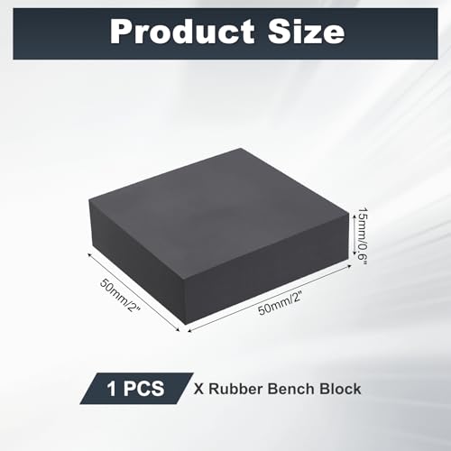 HARFINGTON Rubber Bench Block 2"x2"x0.6" Black Rubber Stamping Block Square Anti Vibration Pads for Jewelry Making Hammering Shaping Chasing Flattening Metals - size: 2"x2"x0.6"