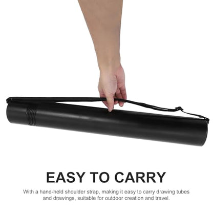 Cabilock Adjustable Black Poster Storage Tube with Shoulder Strap for Blueprints Artwork Scrolls Extendable Drawing Carrier Tube for Art Handling and Document Protection