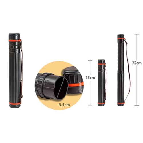 Colaxi Expandable Poster Tube with Shoulder Strap, 17.7-28.3 in Telescoping Drawing Tube for Artwork and Document Storage, Black