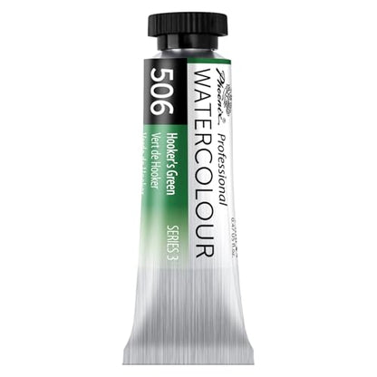 PHOENIX Professional Watercolor Paint Single Tube - 0.47 Fl Oz / 14ml - Hooker's Green - color: Hooker's Green, size: 0.47 Fl Oz (Pack of 1)