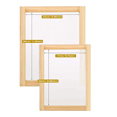 Cayway Screen Printing Kit, 2 PCS Wood Silk Screen Printing Frame with Mesh, Screen Printing Squeegees, Mask Tape for Screen Printing - color: Style 4