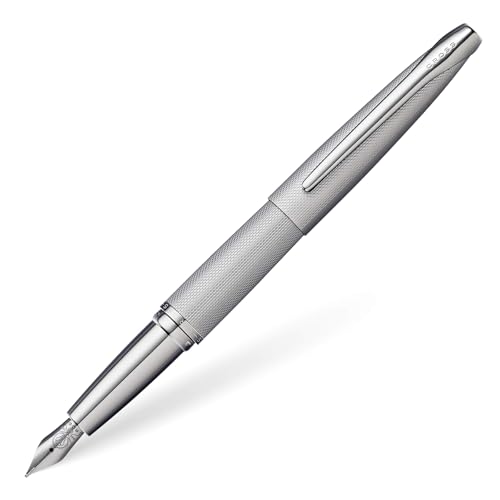 Cross ATX Sandblasted Refillable Fountain Pen, Medium Nib, Includes Premium Gift Box - Titanium Grey - color: Sandblasted Titanium Gray, style: Medium Nib