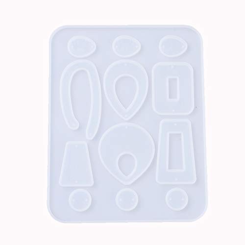 Craftdady 5pcs Earring Pendant Silicone Mold 8 Shapes Geometric Drop Rectangle Round Epoxy Resin Casting Mold for DIY Resin Jewelry Dangle Earring Keychain Making - color: Transaprent, Geometric-b