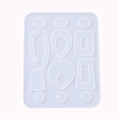 Craftdady 5pcs Earring Pendant Silicone Mold 8 Shapes Geometric Drop Rectangle Round Epoxy Resin Casting Mold for DIY Resin Jewelry Dangle Earring Keychain Making - color: Transaprent, Geometric-b