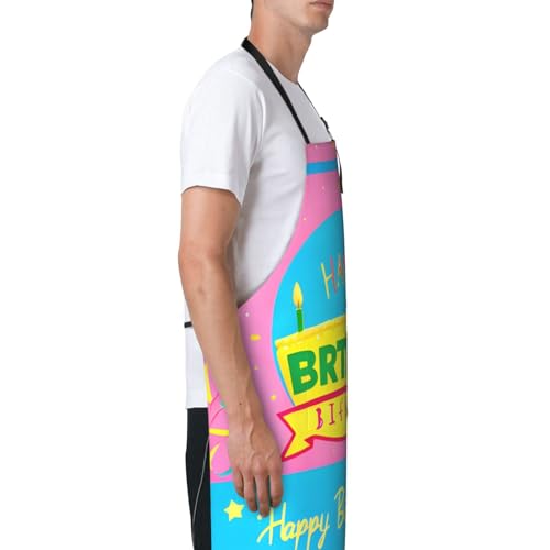 Cartoon heart sun Heavy Duty Waterproof Apron with Pockets for AdultsResistant Grilling, Gardening, Painting - color: Happy Birthday Balloon