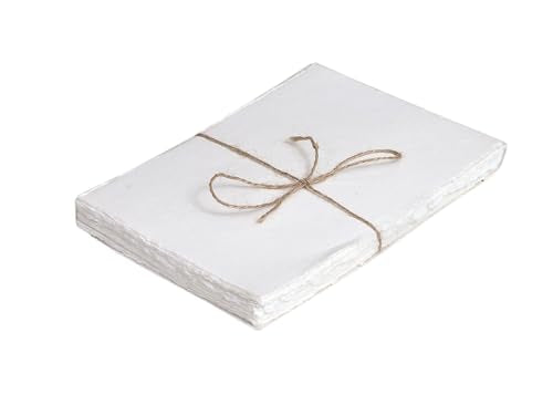 50 Pack Cotton Watercolor Paper with Deckle Edge 200 GSM Rough Textured Watercolor Paper for Writing (Off White, 9 x 12) - color: Off White, size: 9 X 12 Inches