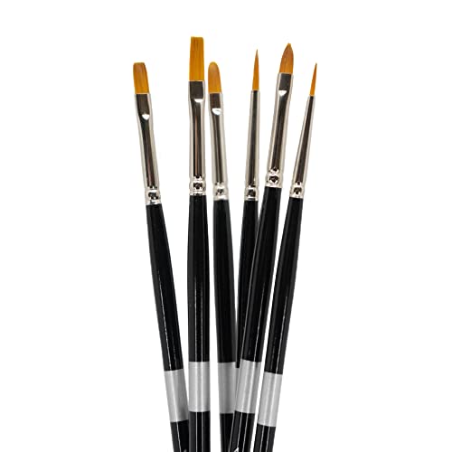 Trekell Golden Taklon Acrylic Paint Brush Set - Assorted Professional Paint Brushes for Oil Paint, Watercolor, and Gouache - 10" Brush Handles, 6 Piece Set - size: Golden Taklon - Long Handle