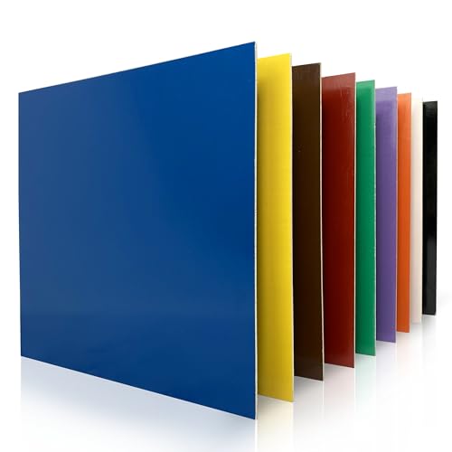 Maker Boards Colors Line of Double Sided Painted 1/8" Basswood Plywood Sheets, 12x12 inches, 1/16th and 1/8th Thickness, 17 Colors Available, Laser Safe, Diode Laser Compatible. - color: Variety | 9 Sheets, size: 1/8