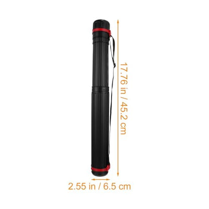 Veemoon Thickened Telescopic Drawing Tube Extendable Poster Tube Shoulder Storage Tube Black Collapsible Mailing Tube, Black, 45.2X6.5CM, Casual