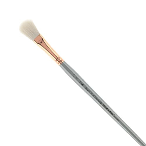 Creative Mark Goat Hair Mop Brush - 1/2" Oval, Natural Goat Hair for Watercolor, Oil, Acrylic & Makeup Blending – Ultra‑Soft White Hair – Short‑Handle, High‑Absorbency Artist Mop - color: White, size: 1/2"