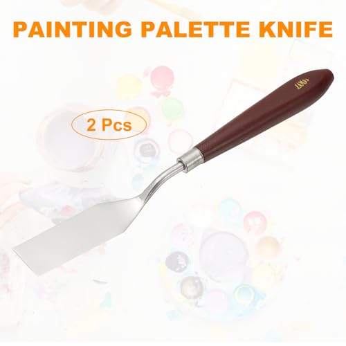 HARFINGTON 2pcs Palette Knife Painting Tool 2.95" x 0.79" Stainless Steel Art Spatula Pallet Knives Scrapers Tools with Plastic Handle for Acrylic Oil Canvas Mixing Spreading, Red/Silver - size: 2.95" x 0.79"