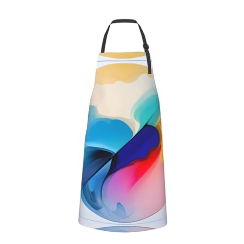 Round watercolor painting Heavy Duty Waterproof Apron with Pockets for AdultsResistant Grilling, Gardening, Painting - color: Round Watercolor Painting