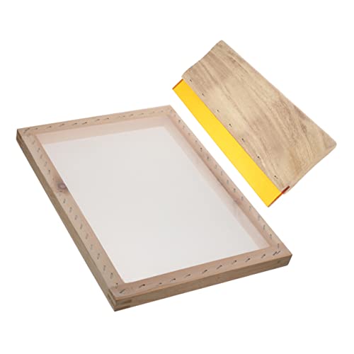 GLSTOY 1set Screen Printing Scraper Ink Squeegee for Easy Application for Crafting and Includes Frame and Mesh