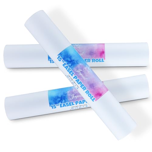 Joyooss Easel Paper Roll, Drawing Art Paper Roll for Kids 15” x 984” (82’) 3 Pack Painting Roll of Paper Kid Art and Craft Coloring White Paper for Kids Wrapping Gift Activity - size: 15 Inch 3 Rolls