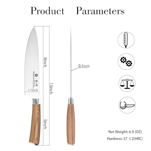imarku Chef Knife - Pro Kitchen Knife 8 Inch Chef's Knives Japanese SUS440A Stainless Steel Sharp Paring Knife with Ergonomic Handle, Golden Handle, Birthday Gifts for Men and Women,Gyutou Knives - color: Golden