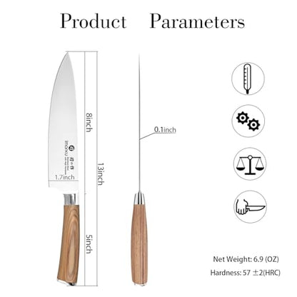 imarku Chef Knife - Pro Kitchen Knife 8 Inch Chef's Knives Japanese SUS440A Stainless Steel Sharp Paring Knife with Ergonomic Handle, Golden Handle, Birthday Gifts for Men and Women,Gyutou Knives - color: Golden