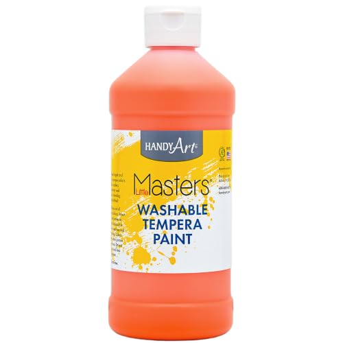 Handy Art Little Masters Washable Tempera Paint, Orange, 16 oz Bottle | Bright & Mixable, High Opacity, Washable Colors for Classroom, Students, Kids, Young Artists, Safe & Non-Toxic, Made in USA - color: Orange, size: 16 Fl Oz (Pack of 1)