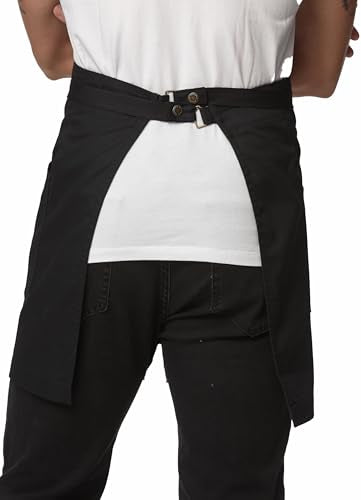 Unisex Waist Apron with Pockets Waiter Bar Half Bistro Apron 4251BY - color: Black, size: 10 Pack