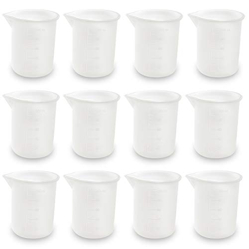 Coopay 12 Pieces 100 ml Silicone Measuring Cup DIY Resin Glue Tools Beaker for Making Handmade Craft Nonstick Silicone Mixing Cups