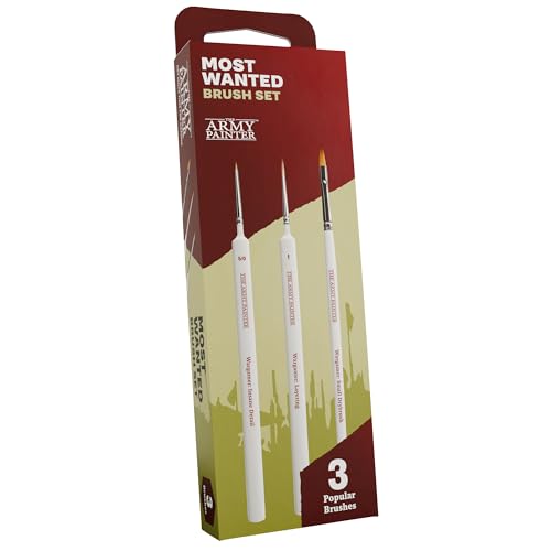 The Army Painter Most Wanted Brush Set, Black, Miniatures Paint Brush Set of 3 Wargamer Brushes: Small Drybrush, Layering & Insane Detail - Quality Detail Brush Set Handmade in Europe