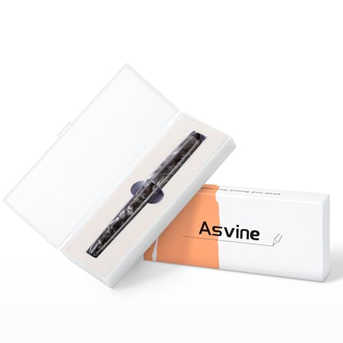 Asvine C80 Fountain Pen #8 Stub 1.1mm Nib Large Handcraft Calligraphy Art Drawing Pen with Converter Pen Case Collection Set (Gray Ripple) - color: Gray Ripple, style: Stub