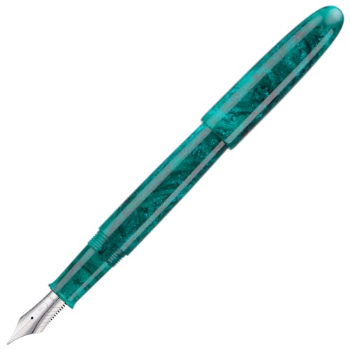 Asvine C80 Fountain Pen #8 Extra Fine Nib Large Handcraft Pen with Converter Pen Box Collection Set (Green Glitter) - color: Green Glitter, style: Extra Fine
