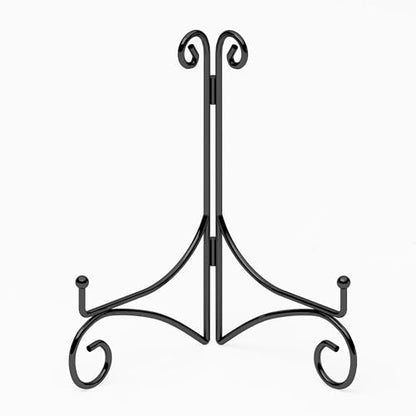 Iron Plate Stand for Display with Folding Design, Picture Stands for Tables, 12 Inch Large Easels for Displaying for Book, Art Piece, Photo and Platter, 12’’ Black
