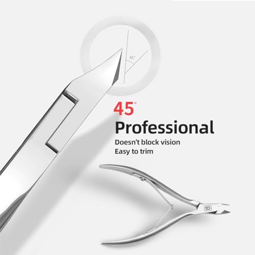 Cuticle Trimmer 3/4 Jaw Extremely Sharp Cuticle Nippers Scissors Stainless Steel Clippers Cutter Remover Pedicure Manicure Nail Tool, cuticle pusher (Cuticle Nippers+Cuticle Pushers/Silver-S) - color: Cuticle Nippers+cuticle Pushers/Silver-s