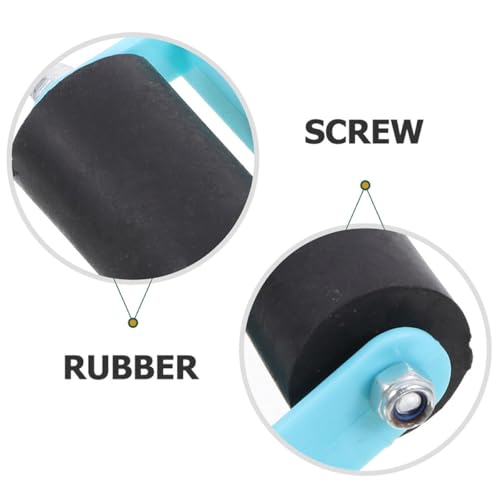 GARIOUANS 6pcs Hard Rubber Printmaking Rollers Set with Blue Handles, Ink Applicator Tools for Relief Printing and Crafting Projects