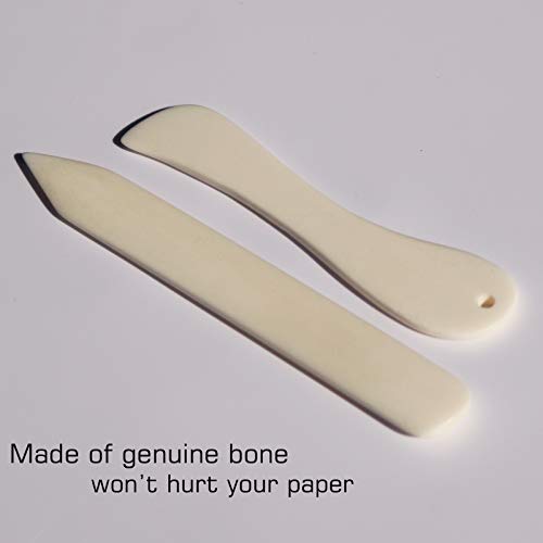 Genuine Bone Folder Set, Scoring, Creasing, Folding, Burnishing Tool | For Bookbinding Paper and Leather Crafts, Scrapbooking Origami Card Making Crafting,100% Cattle Bone