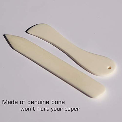 Genuine Bone Folder Set, Scoring, Creasing, Folding, Burnishing Tool | For Bookbinding Paper and Leather Crafts, Scrapbooking Origami Card Making Crafting,100% Cattle Bone
