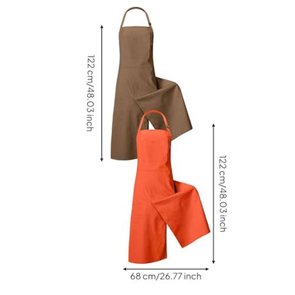 Waterproof Apron Canvas Apron Work Apron Pottery Apron Chest Protection Functional Pockets Universal Fit Polyester Suitable for Potters Painting Artists, Brown-orange