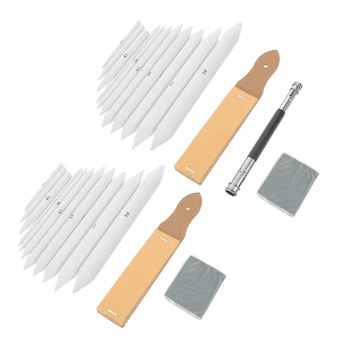 TIDTALEO 33pcs Sketch Drawing Tools Blending Stumps and Tortillions Set with Sandpaper Sharpener Pencil Extension Tool and Erasers for Beginner Artists and Students