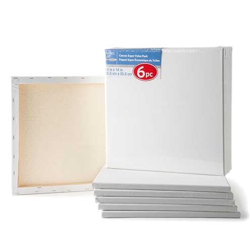 Artist's Loft 6 Count 14” x 14” Super Value Canvas Necessities - Acid Free Cotton Canvas for Paint, Acrylic, & Oils - 1 Pack - size: 14 x 14 inches