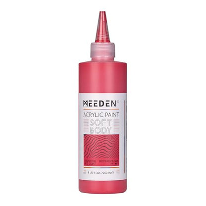 MEEDEN Soft Body Acrylic Paint: Naphthol Red Light Matte Finish - 250ml/8.45oz Bulk Acrylic Colors in Ergonomic Bottle - Fluid Flow Art Paints for Artists Canvas Painting - color: Naphthol Red Light