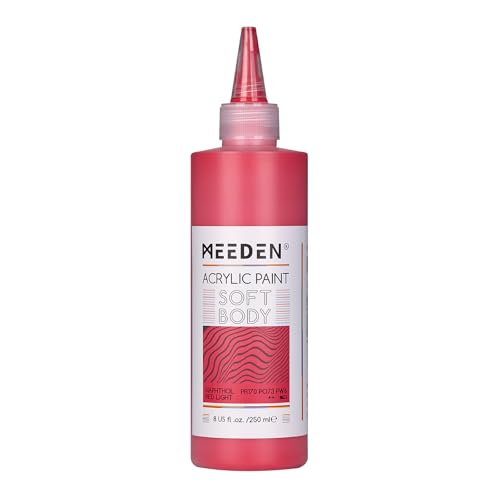 MEEDEN Soft Body Acrylic Paint: Naphthol Red Light Matte Finish - 250ml/8.45oz Bulk Acrylic Colors in Ergonomic Bottle - Fluid Flow Art Paints for Artists Canvas Painting - color: Naphthol Red Light