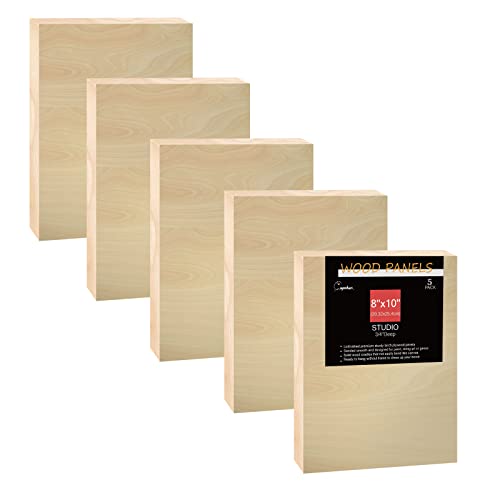 Cupohus Unfinished Wood Boards Canvas for Painting, 5 Packs 3/4'' Deep Cupohus 8'' x 10'' Wooden Cradled Panels for Pouring Art, Crafts, Paints and More - size: 8" x 10"