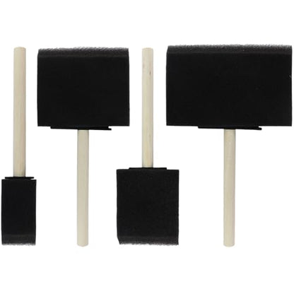 Biaungdo 4 Pcs 4 Sizes Foam Paint Brushes, Foam Sponge Brush for Painting, Sponge Paint Brushes with Wood Handle for Varnishes, Staining, DIY Crafting - size: 1inch & 2inch & 3inch & 4inch