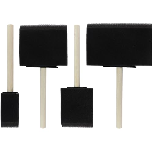 Biaungdo 4 Pcs 4 Sizes Foam Paint Brushes, Foam Sponge Brush for Painting, Sponge Paint Brushes with Wood Handle for Varnishes, Staining, DIY Crafting - size: 1inch & 2inch & 3inch & 4inch