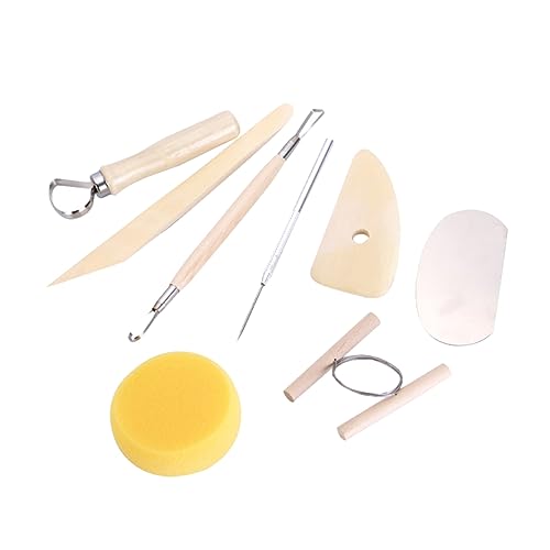 NUOBESTY 8pcs Wooden Pottery Tool Set for Sculpting Carving and Modeling Durable Clay Tools for Beginners and Experts for Pottery Air Drying Clay and Polymer