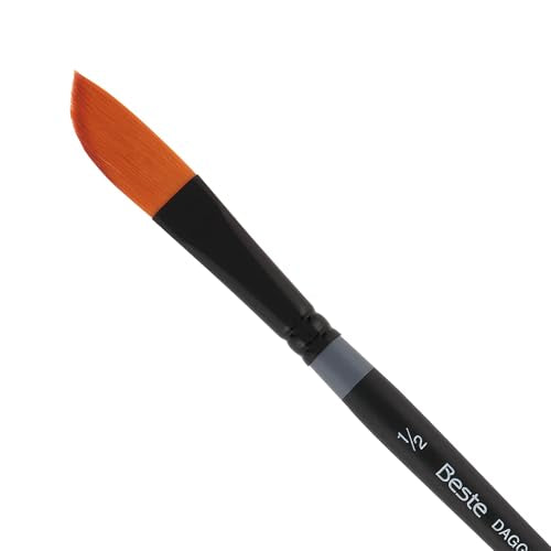Creative Mark Beste Golden Taklon Dagger Striper, #4 Artist Paint Brush, Professional Watercolor Brushes, for Acrylic Painting, Short Handle, Sharp Edges, Hand-Tied & Shaped - size: #4