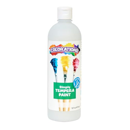 Colorations Paraben-Free Tempera Paint for Kids - White, 16 Ounce Bottle, Non-Toxic and Made in The USA - color: White