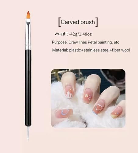 Metallic Nail Art Brushes Set, 6Pcs Double-Ended Thin Detail Art brush Liner,Nail Liner Brush, Nail Dotting Drawing Tool, UV Gel Polish Painting Tool,Nail Art Design Pen