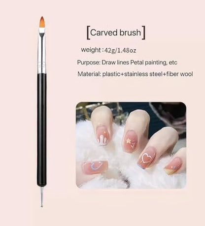 Metallic Nail Art Brushes Set, 6Pcs Double-Ended Thin Detail Art brush Liner,Nail Liner Brush, Nail Dotting Drawing Tool, UV Gel Polish Painting Tool,Nail Art Design Pen