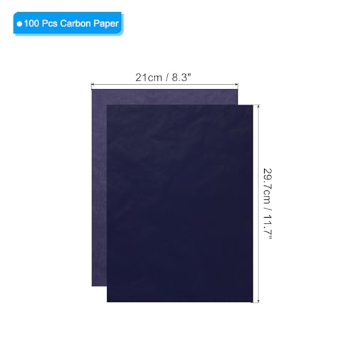 PATIKIL Carbon Paper, 100 Sheet A4 Graphite Transfer Tracing Copy Paper for Tracing Drawing Writing on Wooden Canvas Paper 8.3" x 11.7" Blue - color: Blue