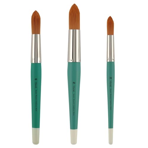 Creative Mark Art Supplies Large Mural Synthetic Golden Taklon Paint Brush - Round #30, 40, 50 - Artist Supplies for Acrylics, Watercolors, and Oils - Durable, Resilient, Seamless Ferrules - color: Round, size: 30, 40, 50