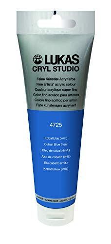 Lukas CRYL Studio Artist Acrylic Paint, Cobalt Blue Hue, 125 ml Tube - High Pigment Acrylic Paints for Canvas Painting, Large Scale Works - Medium-Viscosity, Water-Mixable, Fast Drying - color: Cobalt Blue Hue, size: 4.23 Fl Oz (Pack of 1)