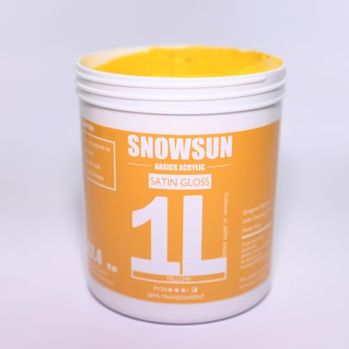 SNOWSUN Yellow Acrylic Paints, Large Bulk Heavy Body Acrylic Paint (42.4 oz, 1L) - Non Toxic Gloss Thick Art Paint for Multi-Surface, Ideal for Canvas Wood Ceramic Fabric and Leather, Stone Craft, for Artists & Beginners - color: yellow